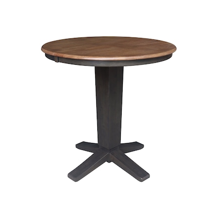 International Concepts 36 in. Solid Wood Round Top Pedestal Table w/12 in. Leaf-36.1 in.High-Dining Height in Hickory/Coal K45-36RXT-23B-36